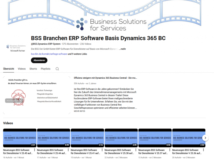BSS Video Kanal Dynamics 365 Business Central