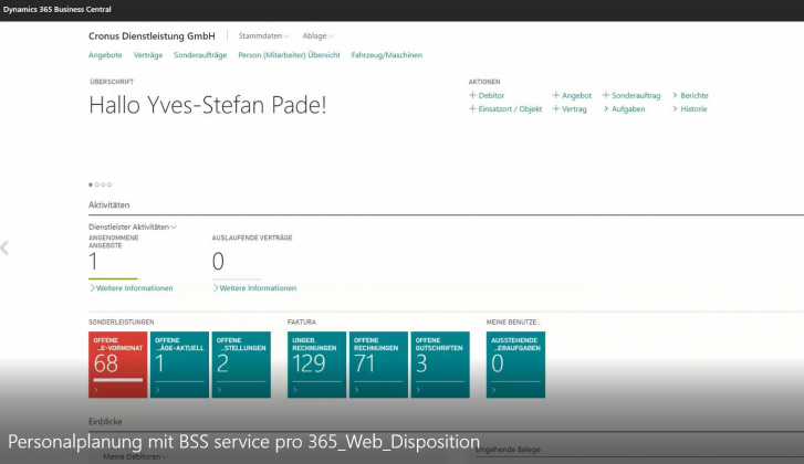 Personalplanung BSS service pro 365 Web-Disposition