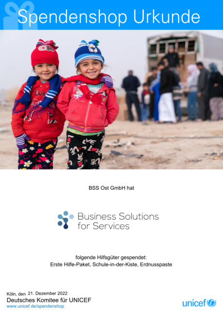 BSS Spende an unicef
