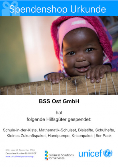 BSS spendet an unicef